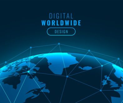 digital earth with network mesh technology background